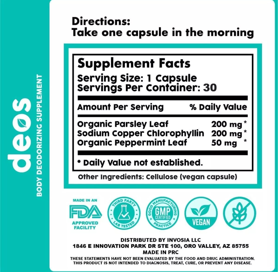 DEOS DESODORANTE INTERNO 30 CAPS